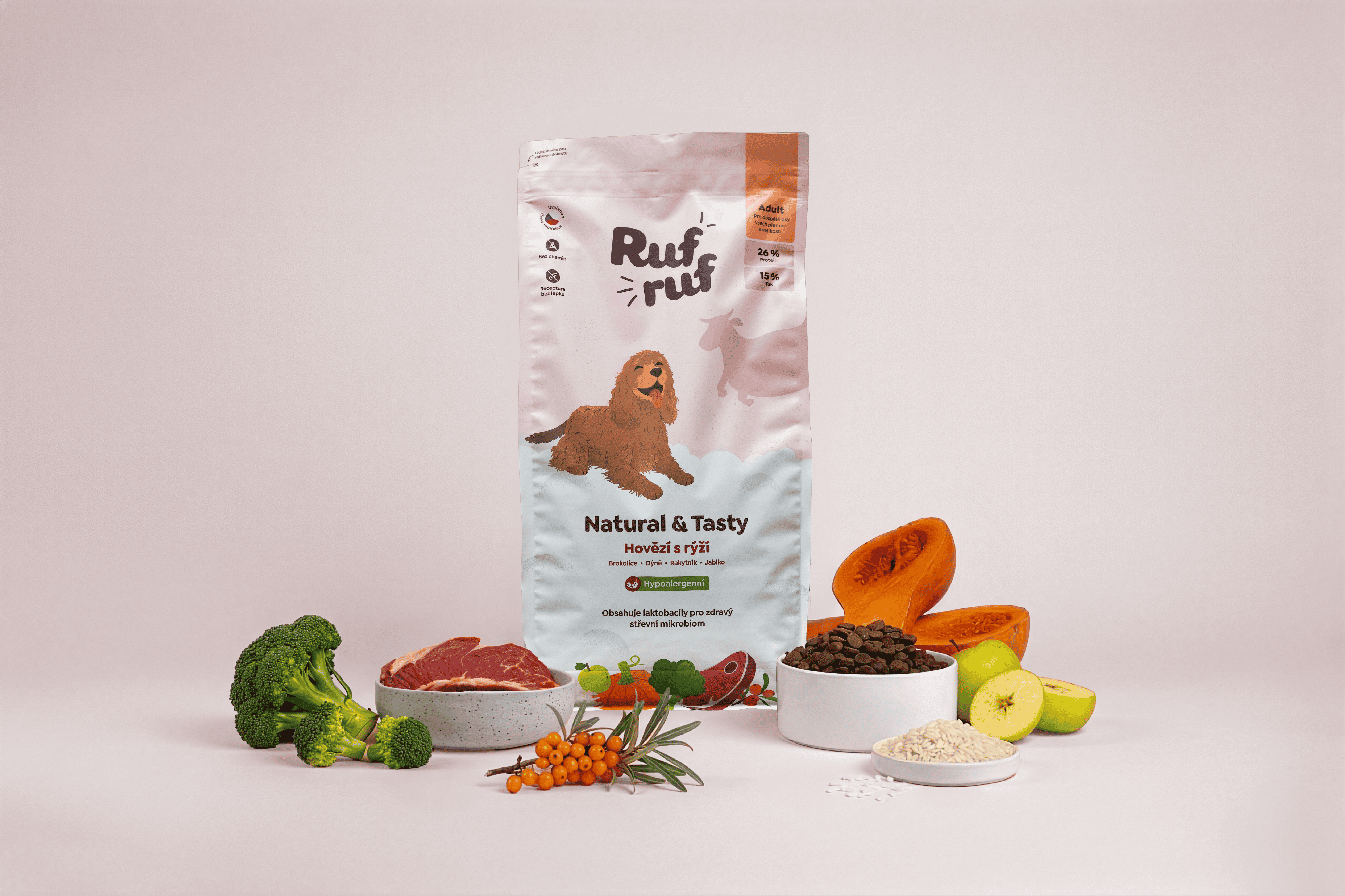 Rufruf Hovězí s rýží a probiotiky 12 kg